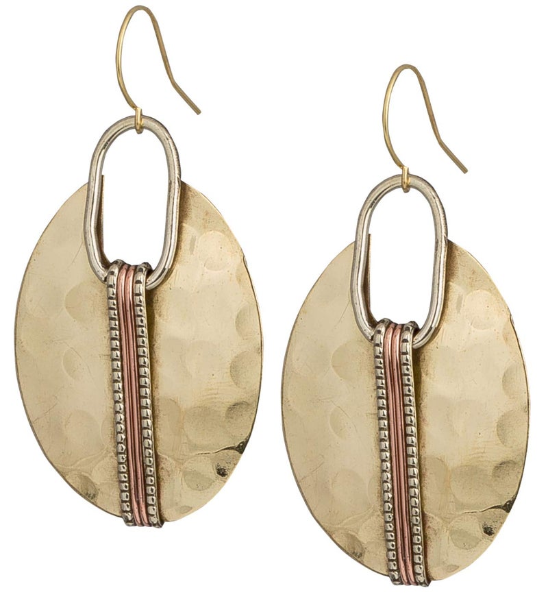 SPUNKYsoul Boho Earrings for Women Gold Silver Copper Dangle Oval or Round Ethnic Trendy Western Hammered Handmade Jewelry (Gold Copper) - Image 1